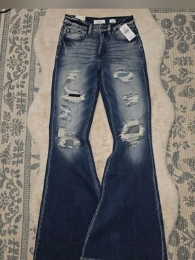 Kancan High Rise Super Flare NEW 26x34 Distressed